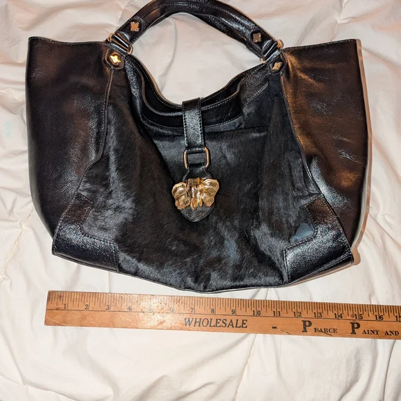 ANTONIO MELANI Black Satchel with Gold Accents - Picture 8 of 8